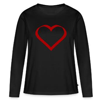 coeur rouge coeur rouge coeur rouge coeur rouge - T-shirt manches longues Premium bio Femme - noir - Devant - Julia (174cm)