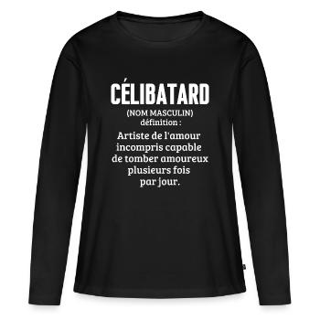 Célibatard - Humour noir pour Célibataire - T-shirt manches longues Premium bio Femme - noir - Devant - Julia (174cm)