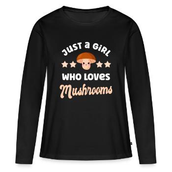 Champignons Champignons - T-shirt manches longues Premium bio Femme - noir - Devant - Julia (174cm)