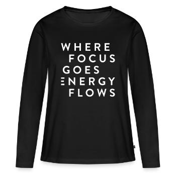 où l’accent est mis sur les flux d’énergie - T-shirt manches longues Premium bio Femme - noir - Devant - Julia (174cm)