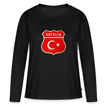 Emblème du drapeau Antalya Turquie - T-shirt manches longues Premium bio Femme - noir - Devant - Julia (174cm)