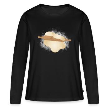 farine saupoudrée avec de la pâte roulée - T-shirt manches longues Premium bio Femme - noir - Devant - Julia (174cm)