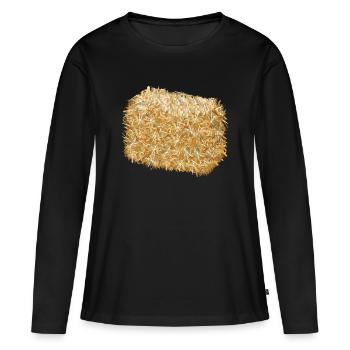 ein Strohballen in schimmernden goldenen Farben - Frauen Premium Bio Langarmshirt - Schwarz - Vorne - Julia (174cm)
