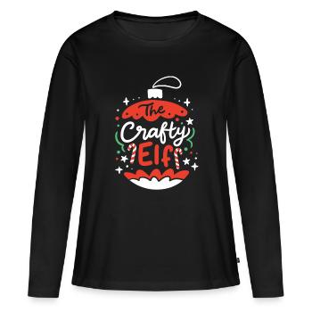 Verrückter Elf Elf Weihnachten - Frauen Premium Bio Langarmshirt - Schwarz - Vorne - Julia (174cm)