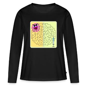 Riddle Virus - T-shirt manches longues Premium bio Femme - noir - Devant - Julia (174cm)
