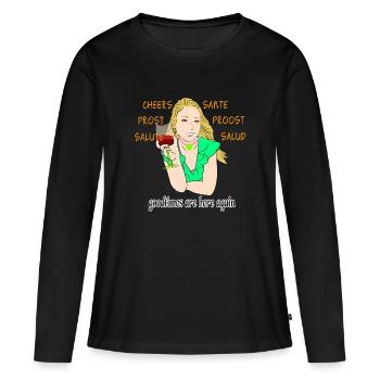 Cheers to a new beginning Happy Days Cheers Santé - Women's Premium Organic Long Sleeve Shirt - black - Front - Julia (174cm)