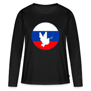 Russland Fahne Taube - Frauen Premium Bio Langarmshirt - Schwarz - Vorne - Julia (174cm)