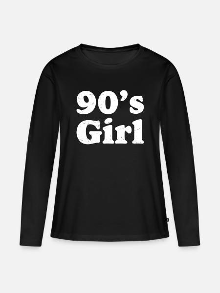 90er Mädchen Retro-Neon - Frauen Premium Bio Langarmshirt - Schwarz