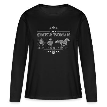 I'm a Simple Woman - Horse and Coffee - Women's Premium Organic Long Sleeve Shirt - black - Front - Julia (174cm)