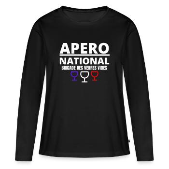 apéro, apéro national, picole nationale - T-shirt manches longues Premium bio Femme - noir - Devant - Julia (174cm)