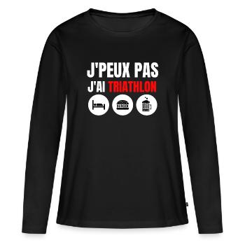 triathlon, triathlon sport, triathlon humour - T-shirt manches longues Premium bio Femme - noir - Devant - Julia (174cm)