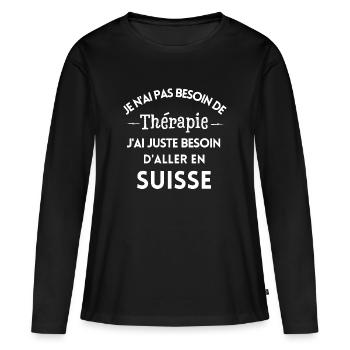 Suisse, Suisse humour, je suis Suisse - T-shirt manches longues Premium bio Femme - noir - Devant - Julia (174cm)