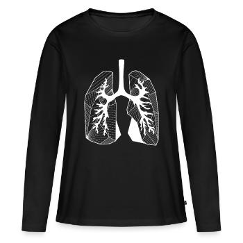 Poumons - T-shirt manches longues Premium bio Femme - noir - Devant - Julia (174cm)