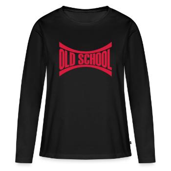 Logo Old School - T-shirt manches longues Premium bio Femme - noir - Devant - Julia (174cm)