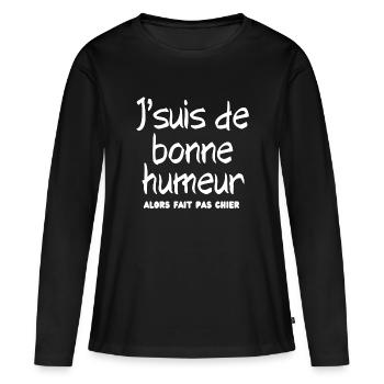Pas du matin, grincheux le matin - T-shirt manches longues Premium bio Femme - noir - Devant - Julia (174cm)