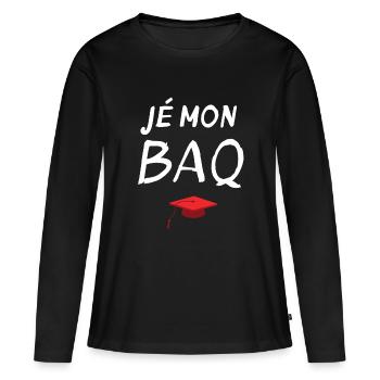 diplôme, bac, bachelier, bachelière - T-shirt manches longues Premium bio Femme - noir - Devant - Julia (174cm)