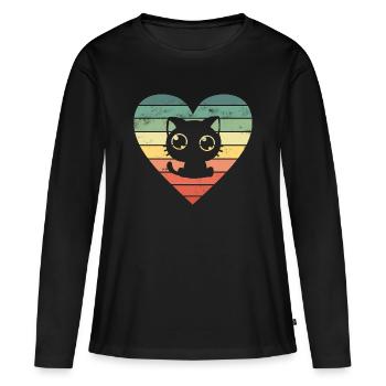 Katze Katzen - Frauen Premium Bio Langarmshirt - Schwarz - Vorne - Julia (174cm)