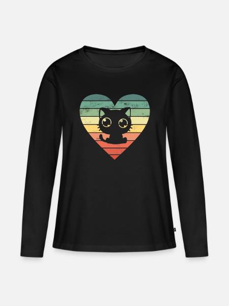 Katze Katzen - Frauen Premium Bio Langarmshirt - Schwarz