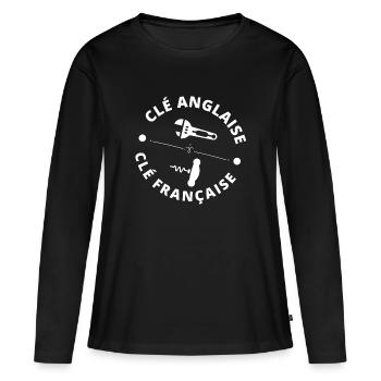 bricolage, bricoler, bricoleur - T-shirt manches longues Premium bio Femme - noir - Devant - Julia (174cm)