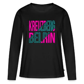 Design du Kreuzberg Berlin - T-shirt manches longues Premium bio Femme - noir - Devant - Julia (174cm)