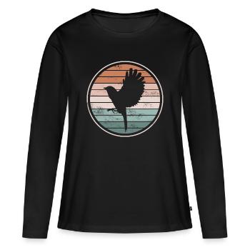 Oiseaux Oiseaux - T-shirt manches longues Premium bio Femme - noir - Devant - Julia (174cm)