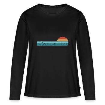 Retro Horizontal Vintage Fish Sunset Fishing - T-shirt manches longues Premium bio Femme - noir - Devant - Julia (174cm)