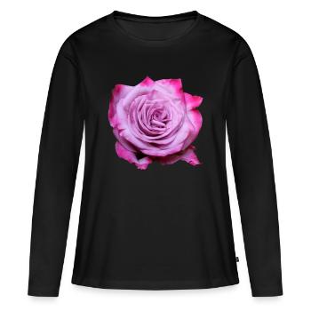 Fleur Rose Rose Fleur Fleurs Rose Rose Fleurs - T-shirt manches longues Premium bio Femme - noir - Devant - Julia (174cm)