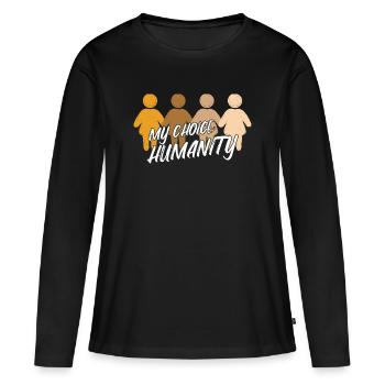 Liberté Amour Paix Déclaration - T-shirt manches longues Premium bio Femme - noir - Devant - Julia (174cm)