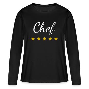Chef Hôtel 5 étoiles - T-shirt manches longues Premium bio Femme - noir - Devant - Julia (174cm)