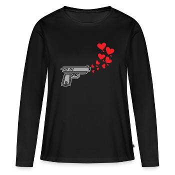 Cœur Liberté d’expression Amour Paix Humanité - T-shirt manches longues Premium bio Femme - noir - Devant - Julia (174cm)