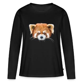 Roter Panda - Frauen Premium Bio Langarmshirt - Schwarz - Vorne - Julia (174cm)