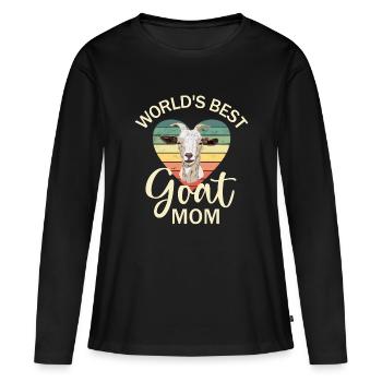 Ziege Ziegen Geiss - Frauen Premium Bio Langarmshirt - Schwarz - Vorne - Julia (174cm)
