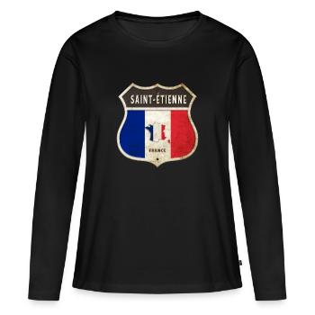 Saint-Étienne France Coat of Arms Flags Design - Women's Premium Organic Long Sleeve Shirt - black - Front - Julia (174cm)