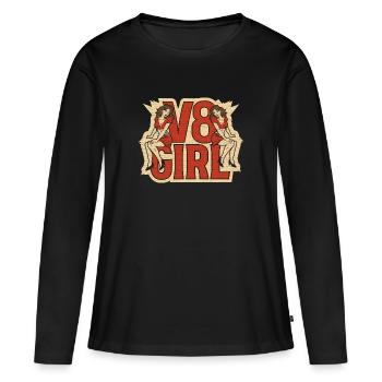 V8 Girl Retro Pinup - Women's Premium Organic Long Sleeve Shirt - black - Front - Julia (174cm)