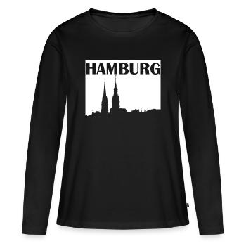 Hambourg - T-shirt manches longues Premium bio Femme - noir - Devant - Julia (174cm)