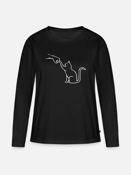 Katzenpapa Katzenliebhaber Katzen Faust Team - Frauen Premium Bio Langarmshirt - Schwarz