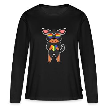 Chien LGBT Lancashire Heeler Rainbow - T-shirt manches longues Premium bio Femme - noir - Devant - Julia (174cm)