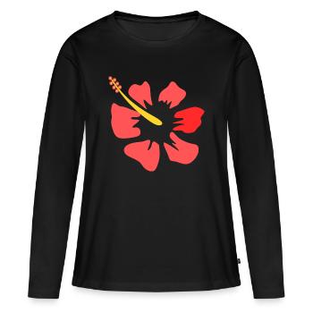 Fleur Rose Rose Fleur Fleurs Rose Rose Fleurs - T-shirt manches longues Premium bio Femme - noir - Devant - Julia (174cm)
