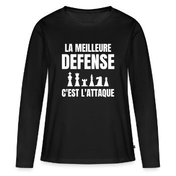 échec, échec et mat, joueur d'échecs - T-shirt manches longues Premium bio Femme - noir - Devant - Julia (174cm)