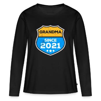 Grand-mère Grand-mère Déclaration Retraitée Grand-mère - T-shirt manches longues Premium bio Femme - noir - Devant - Julia (174cm)