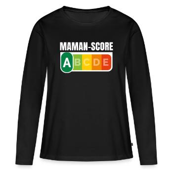 MAMAN-SCORE - Humour Maman - T-shirt manches longues Premium bio Femme - noir - Devant - Julia (174cm)