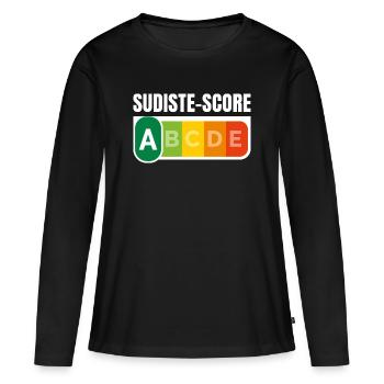 SUDISTE SCORE - Humour noir - T-shirt manches longues Premium bio Femme - noir - Devant - Julia (174cm)