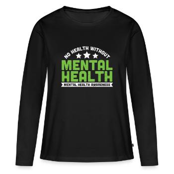 Pas de santé sans santé mentale - T-shirt manches longues Premium bio Femme - noir - Devant - Julia (174cm)