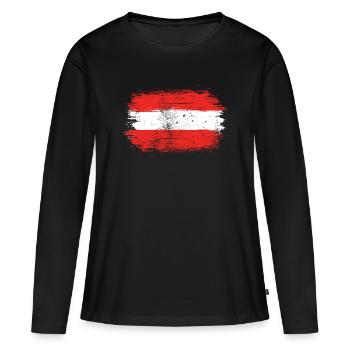 Drapeau Rouge-Blanc-Rouge Brosse - T-shirt manches longues Premium bio Femme - noir - Devant - Julia (174cm)