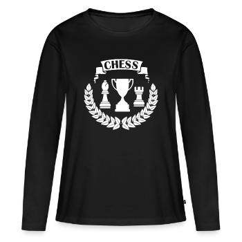 Coupe d’échecs blanche - T-shirt manches longues Premium bio Femme - noir - Devant - Julia (174cm)