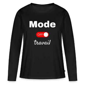 Mode travail off - T-shirt manches longues Premium bio Femme - noir - Devant - Julia (174cm)