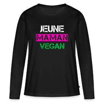 Jeune Maman Vegan - T-shirt manches longues Premium bio Femme - noir - Devant - Julia (174cm)