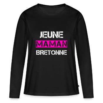 Jeune Maman Bretonne - T-shirt manches longues Premium bio Femme - noir - Devant - Julia (174cm)