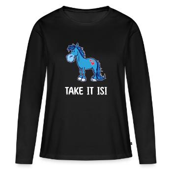 Heart Horses Poney Drôle De Déclaration Chevaux Islandais - T-shirt manches longues Premium bio Femme - noir - Devant - Julia (174cm)