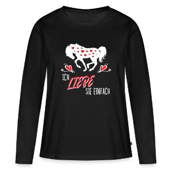 Cheval Amour Chevaux Coeur Chevaux Islandais Déclaration - T-shirt manches longues Premium bio Femme - noir - Devant - Julia (174cm)